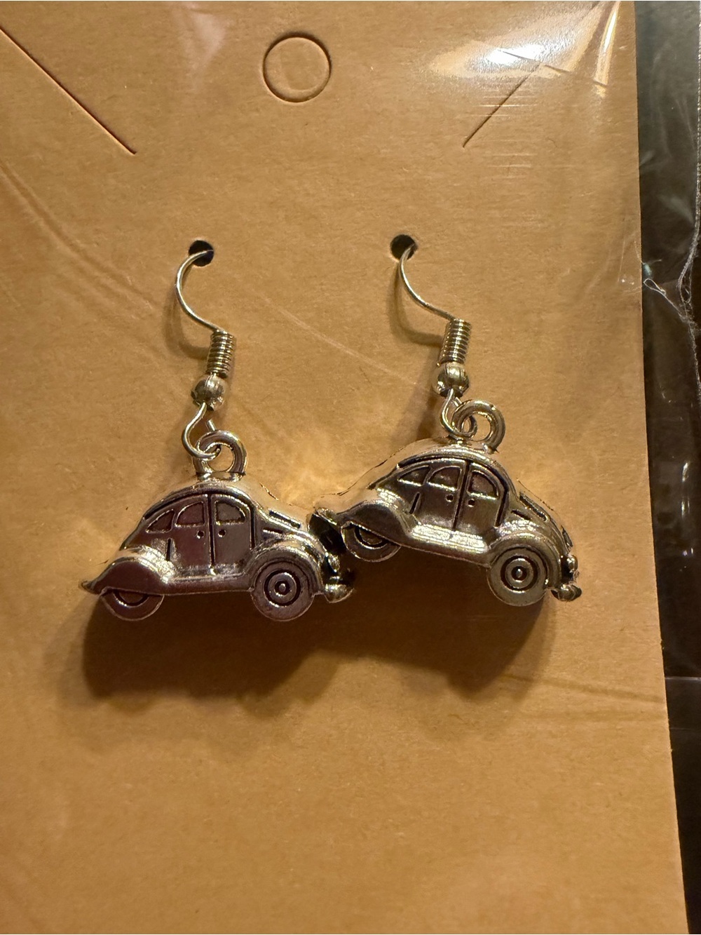 Silver VW Volkeswagen Beetle Dangle Earrings NWT